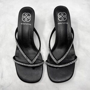 NEW Daisy Fuentes Rhinestone Embellished Minimalist Slide Mule Sandal Heels 7